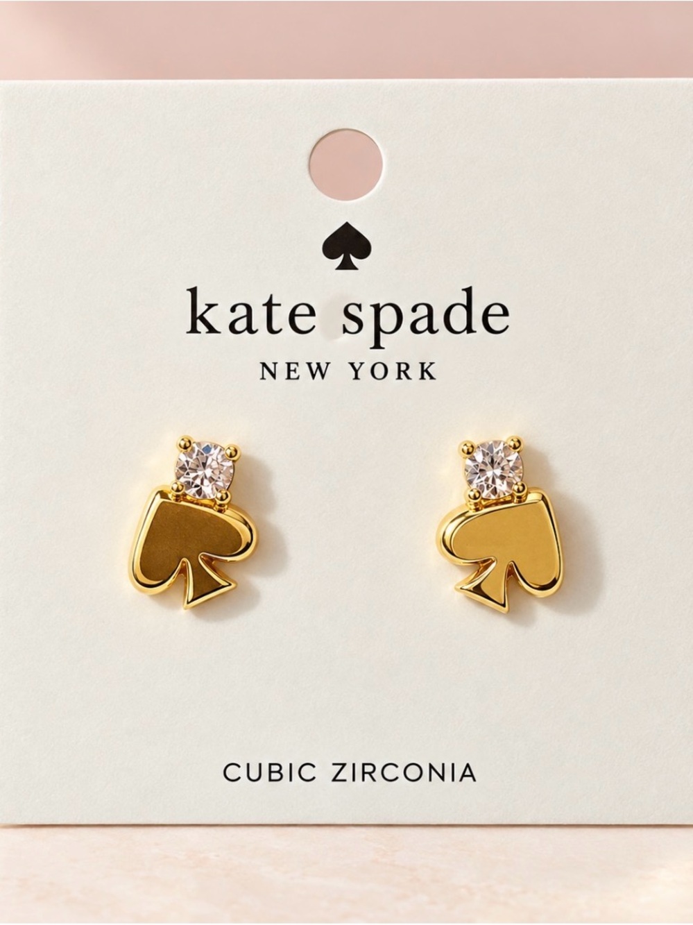 kate spade Gold Spade & Crystal Stud Earrings